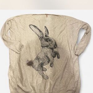 Sweewe Paris Bunny Graphic Sweater Mini Dress with Faux Fur Tail